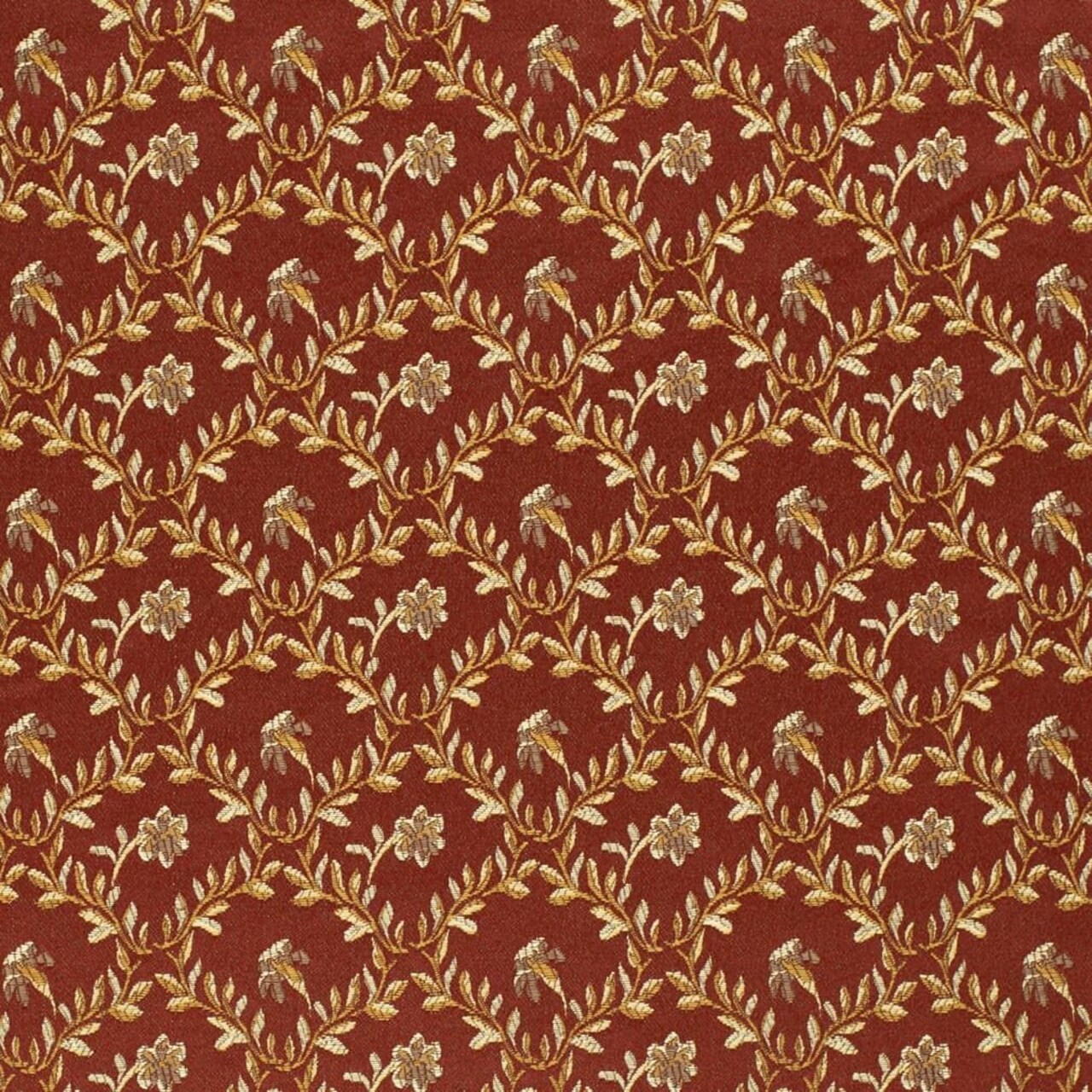Red Floral Leaves Woven Pattern Upholstery Fabric by The Yard - SKU: Diana Currant